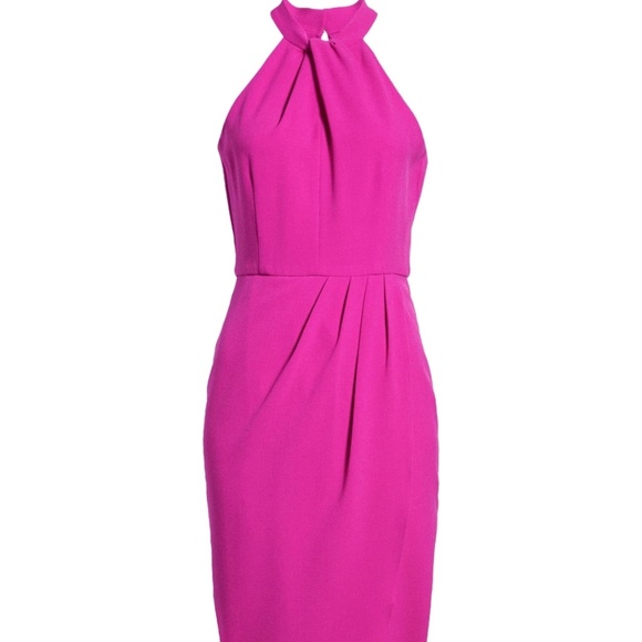 Julia Jordan Womens Knot-Neck Midi Tulip-Hem Halter Fuchsia Dress Size 8 - Picture 5 of 17